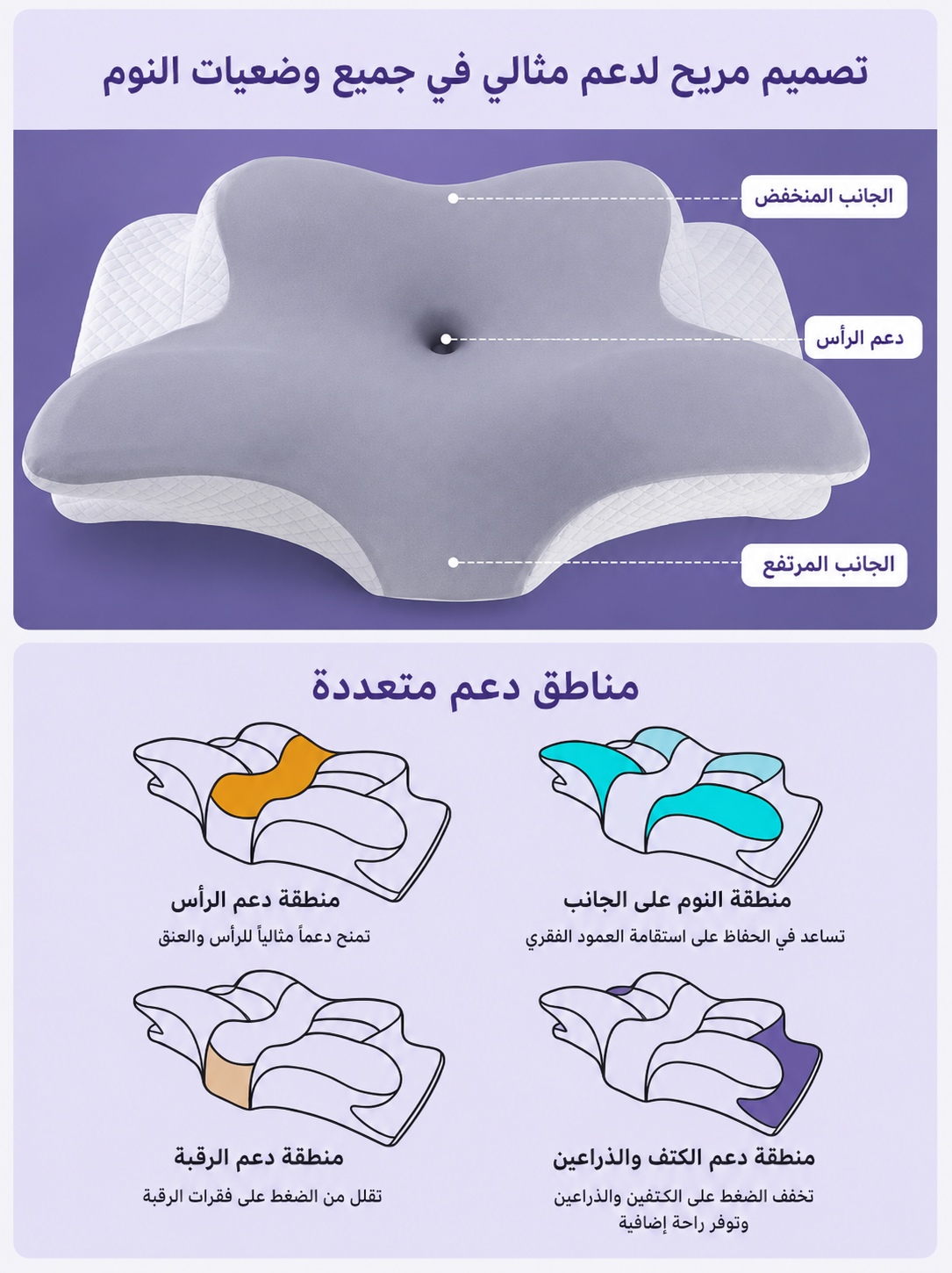 وسادة رقبة على شكل فراشة لتخفيف آلام الكتف والرقبة، وسادة رقبة من إسفنج الذاكرة، وسادة مريحة لدعم الرقبة لتقويم العظام للنوم الجانبي في المعدة مع غطاء قابل للغسل